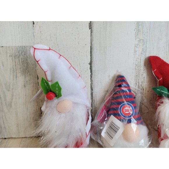 Cubs gnome transpac plush ornament Xmas set decor baseball Chicago - Picture 4 of 7